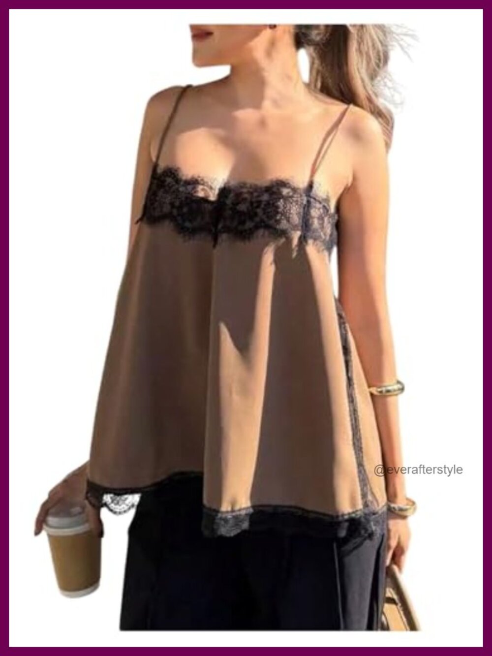 Satin Lace Camisole Tank Top Loose Fit Y2K Going Out Sleeveless Cami